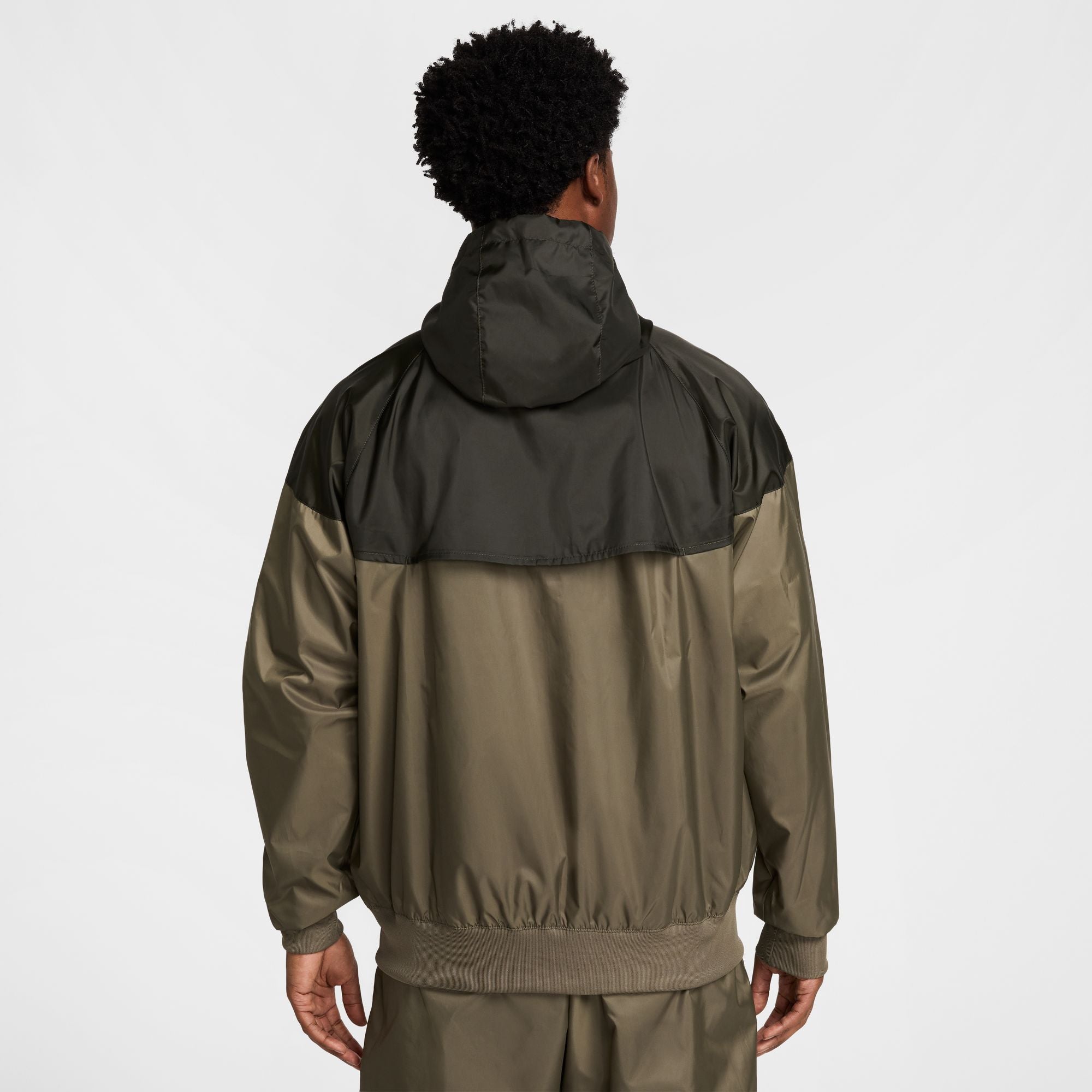 Nike Men's Sportswear Windrunner Hooded Jacket in Medium Olive/Sequoia/Sail