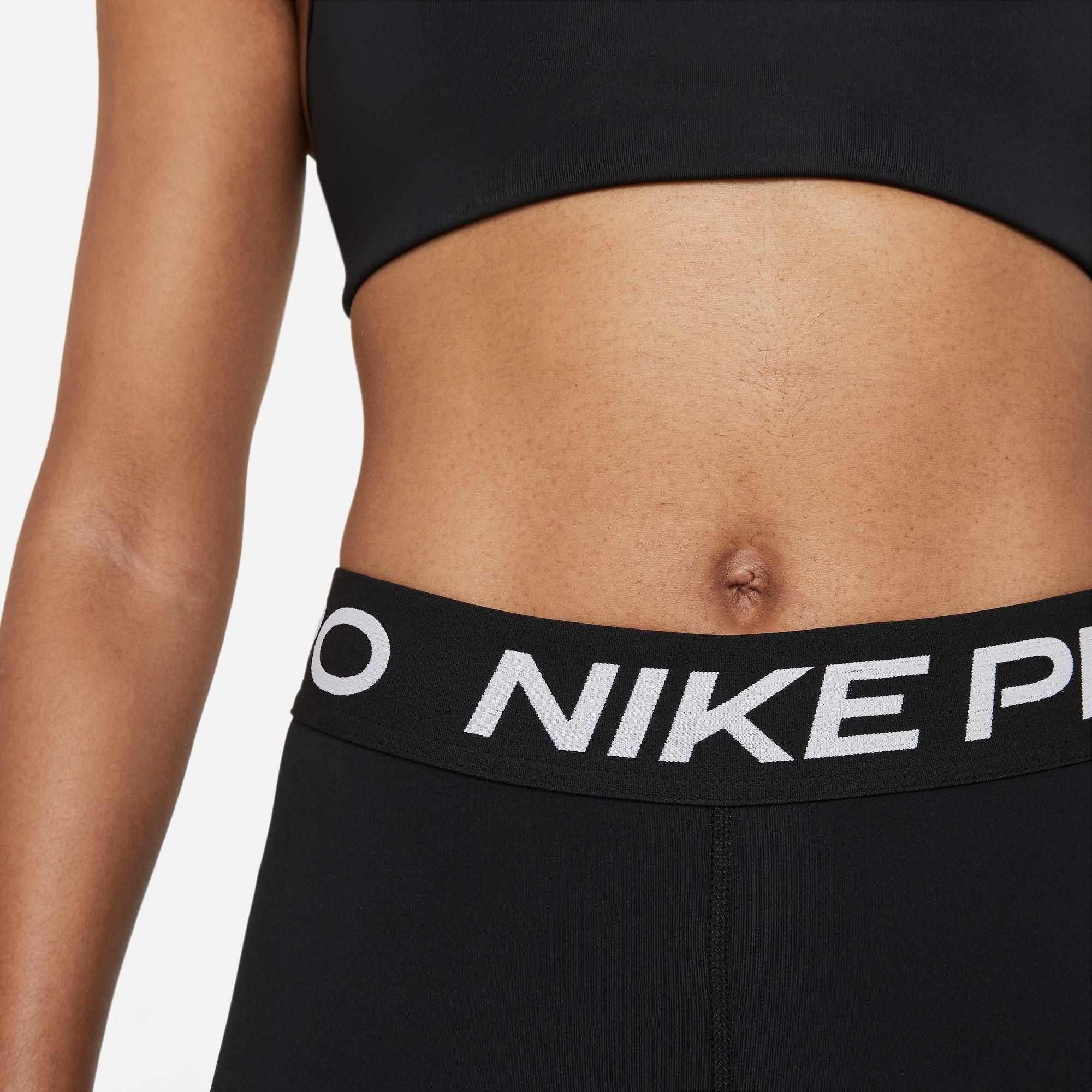 Nike Women's Pro Mid-Rise Crop Mesh-Panel Leggings in Black/White