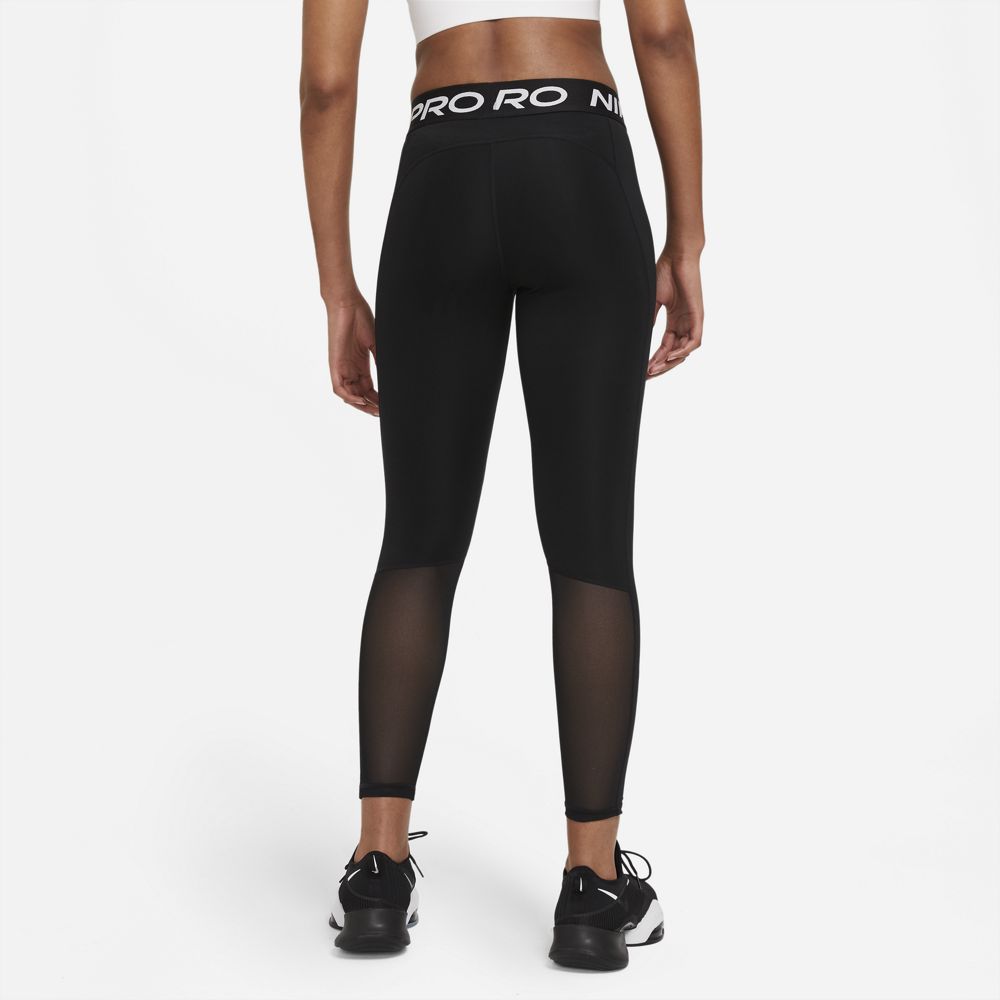 Nike Women's Pro Mid-Rise Mesh-Panelled Leggings in Black/White