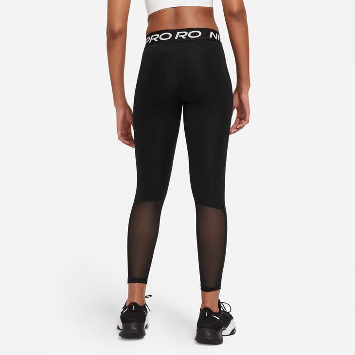 Nike Women's Pro Mid-Rise Mesh-Panelled Leggings in Black/White