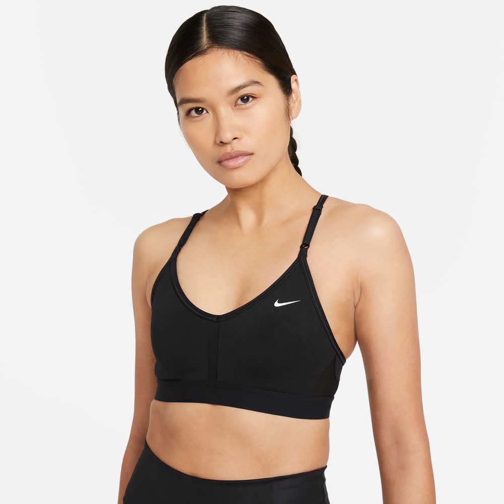 Nike Women's Indy Light-Support Padded V-Neck Sports Bra in Black/Black/Black/White