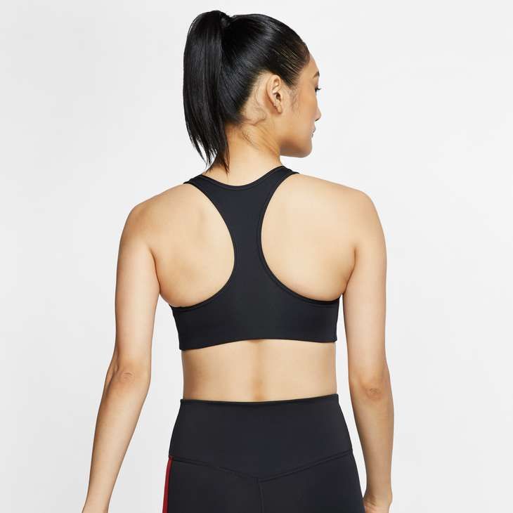 Nike Women's Dri-FIT Swoosh Medium-Support 1-Piece Pad Sports Bra in Black/White