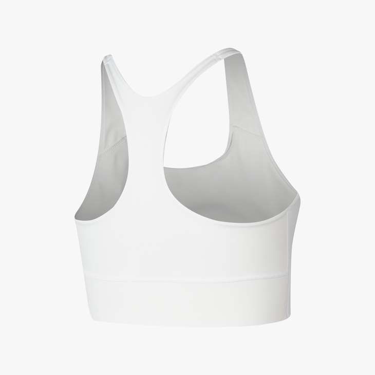 Nike Women's Dri-FIT Swoosh Medium-Support 1-Piece Pad Sports Bra in White/Black
