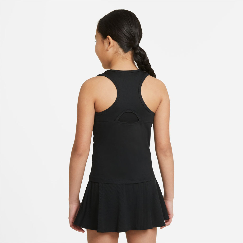 Nike Victory Big Kids' (Girls') Dri-FIT Tennis Tank in BLACK/BLACK/WHITE