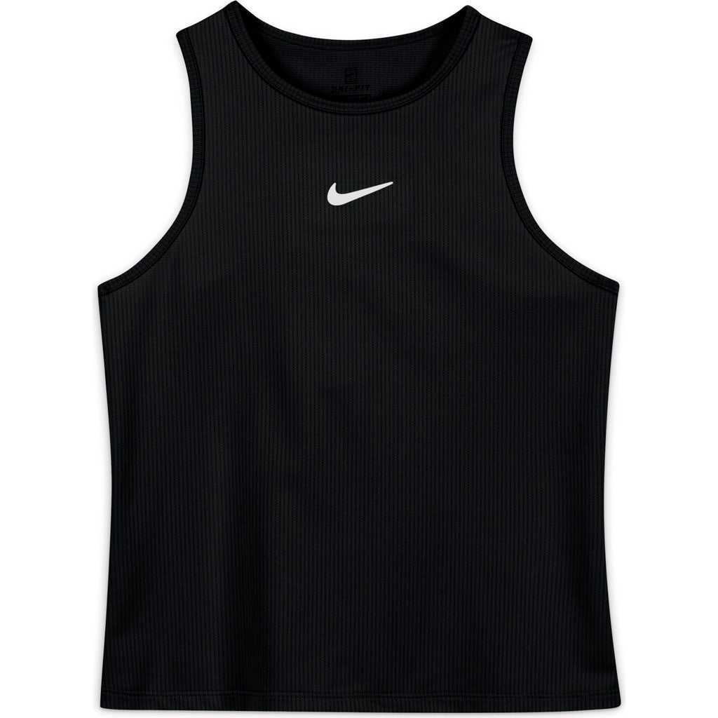 Nike Victory Big Kids' (Girls') Dri-FIT Tennis Tank in BLACK/BLACK/WHITE