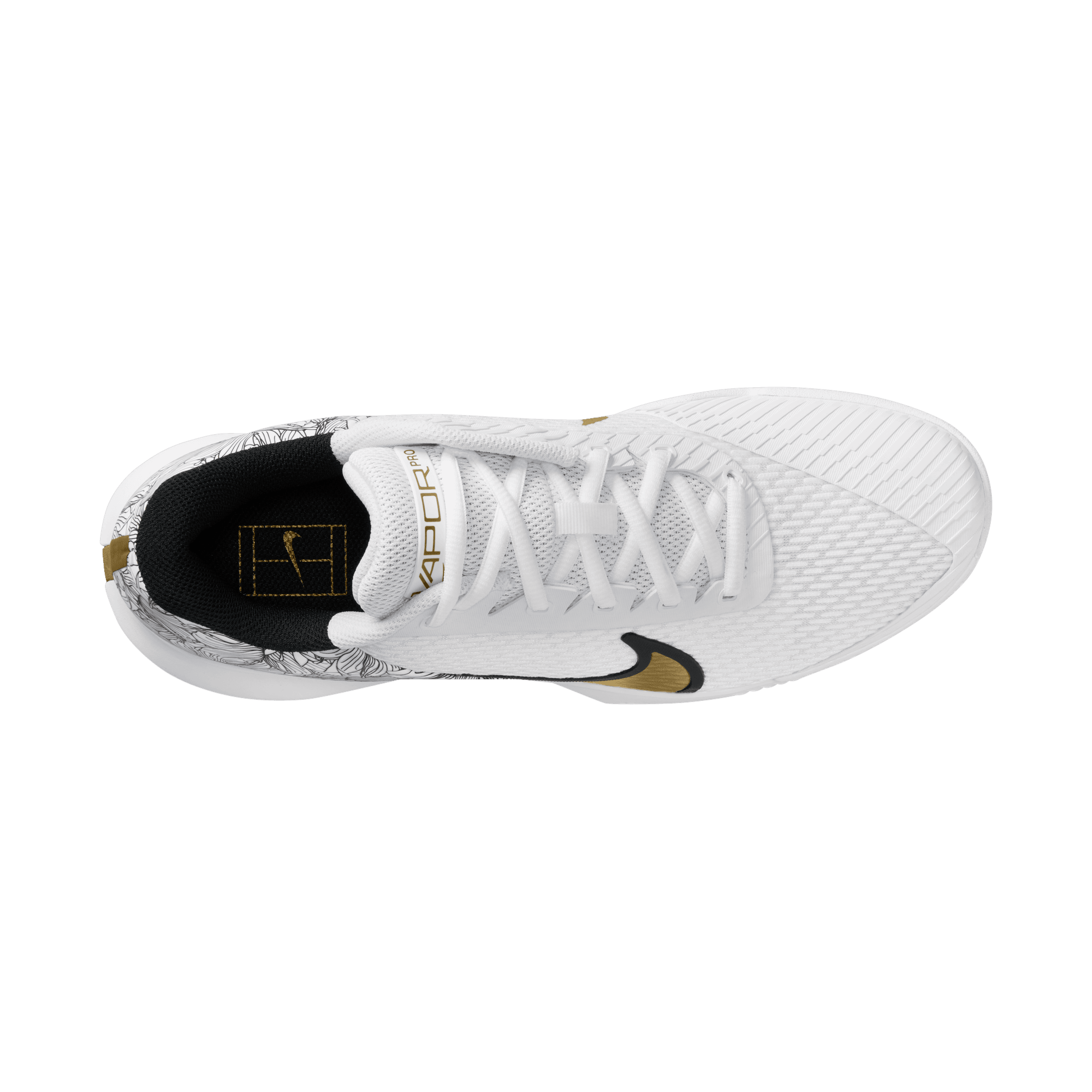 Nike Men's Air Zoom Vapor Pro 2 Magnolia Tennis Shoes in White/Metallic Gold-Black