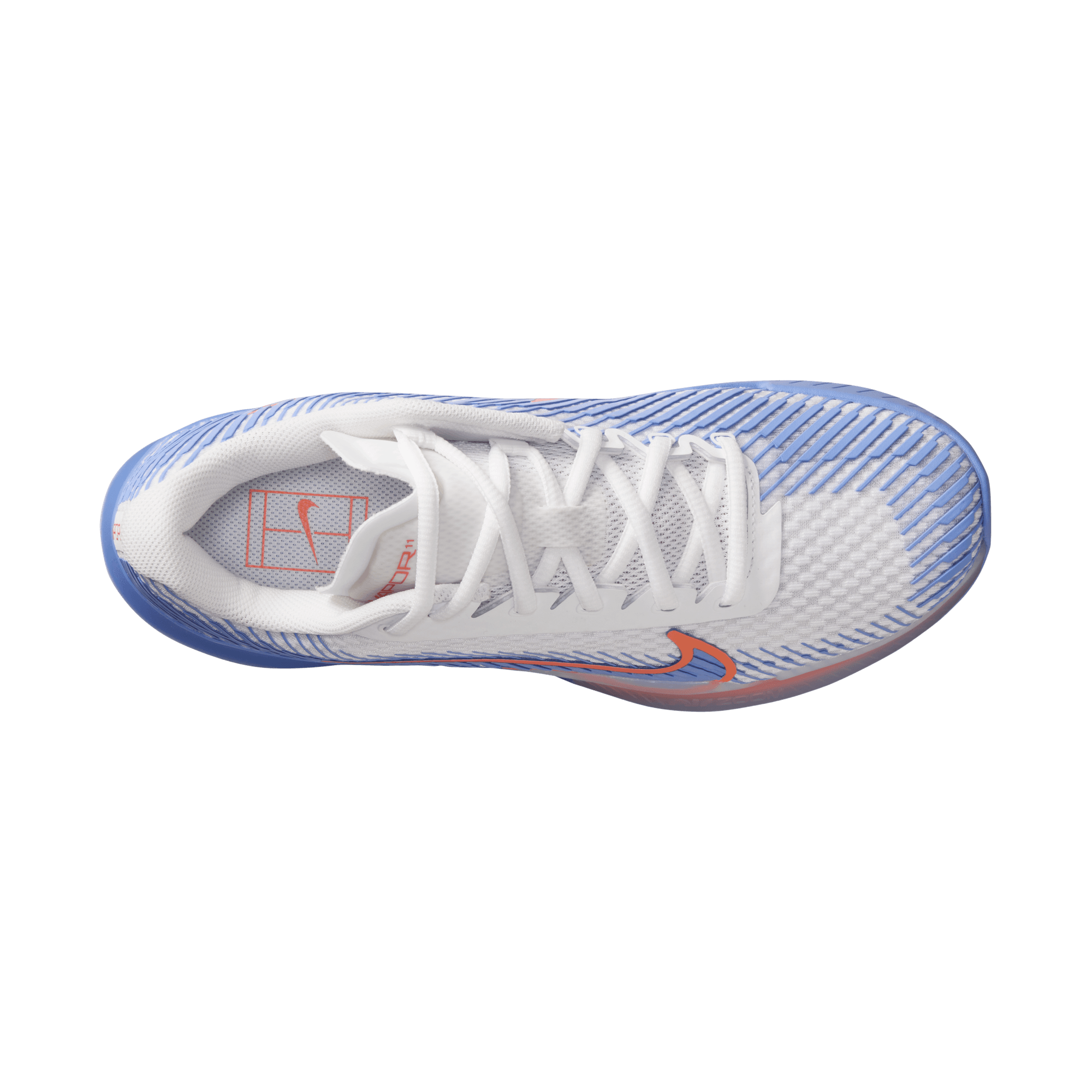 Nike Women's Air Zoom Vapor 11 Tennis Shoes in White/Royal Pulse-Lt Wild Mango