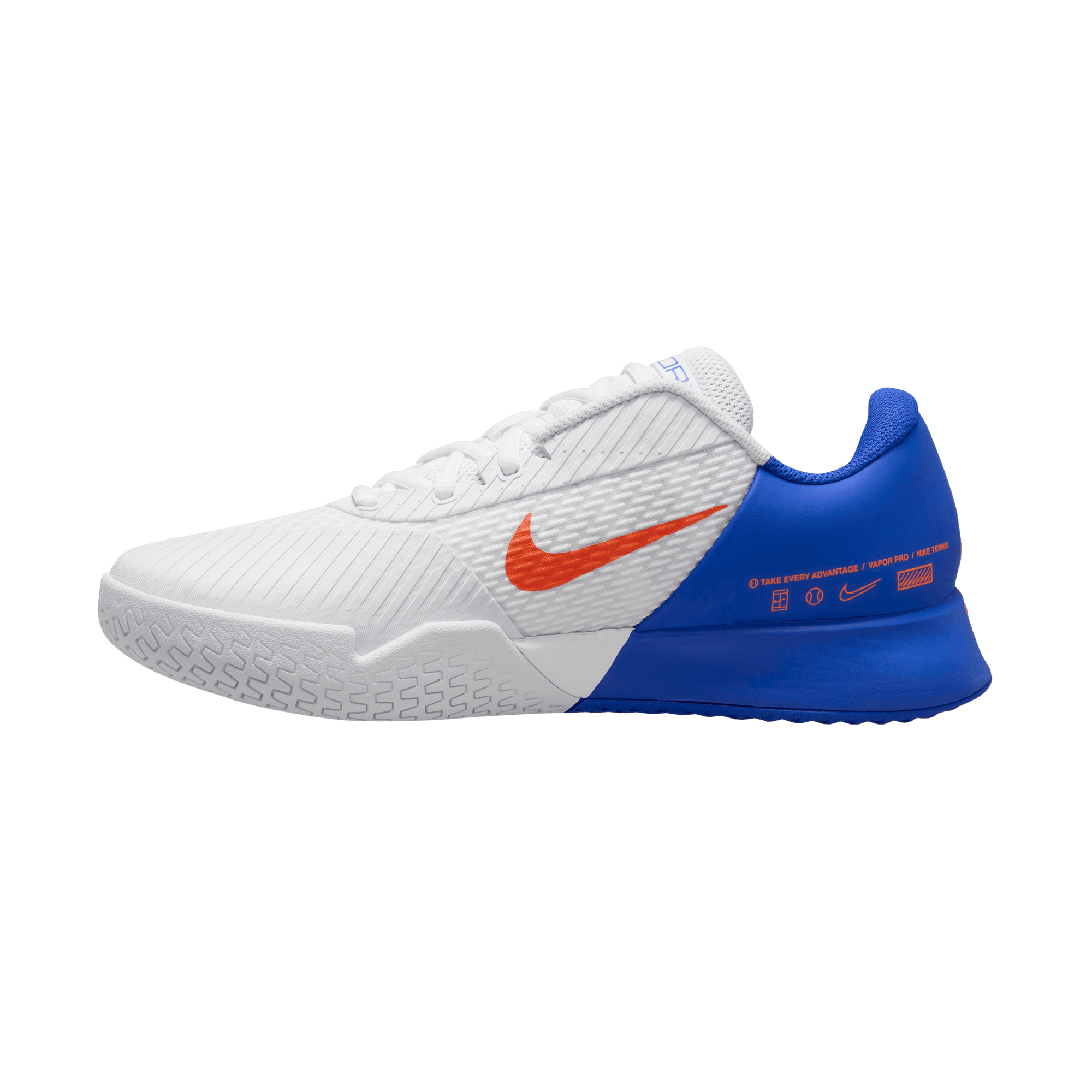 Nike Men's Air Zoom Vapor Pro 2 Tennis Shoes in White/Hyper Crimson-Hyper Royal