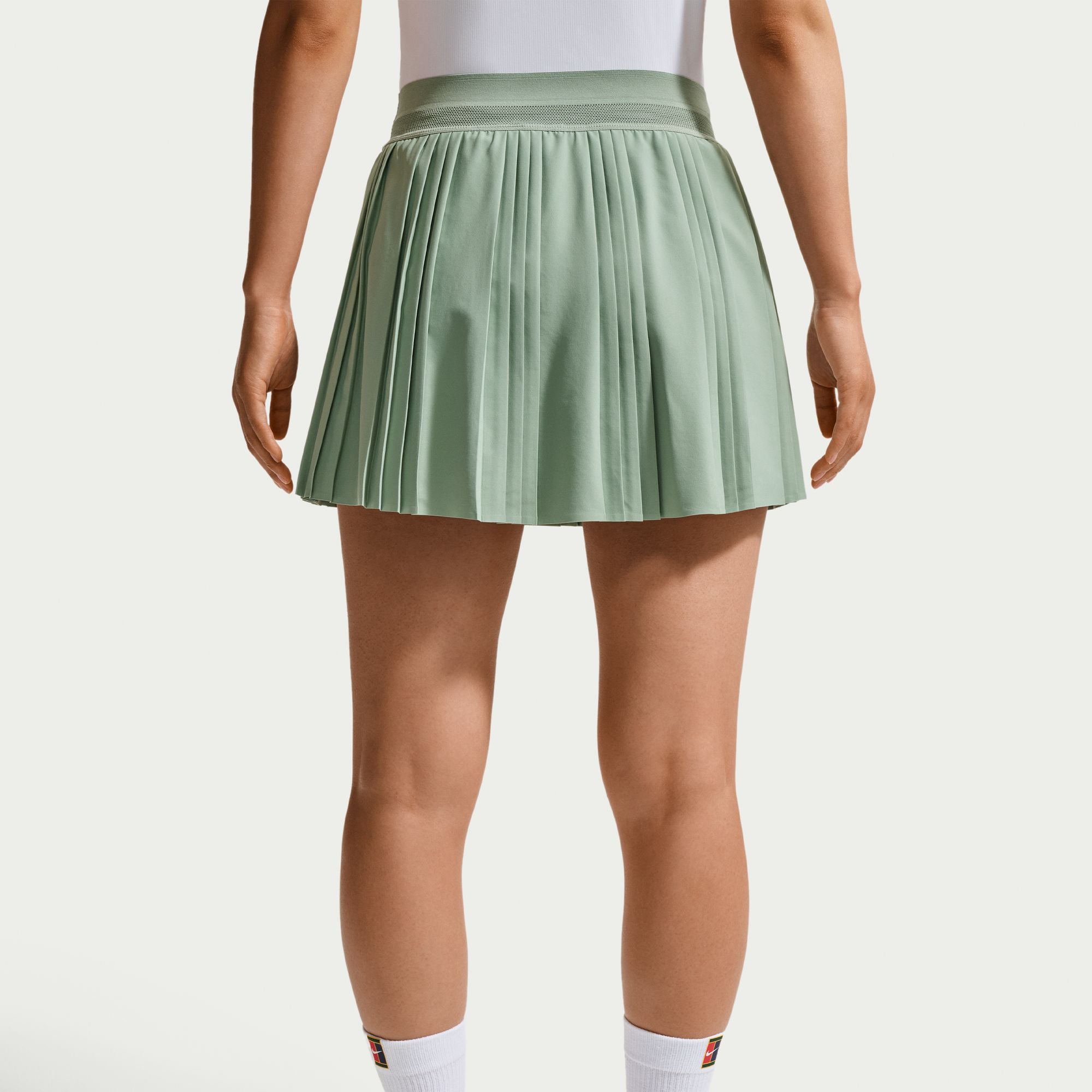 Nike Women's Court Dri-FIT Advantage Ace High-Rise Pleated 15" Tennis Skirt in STEAM/WHITE