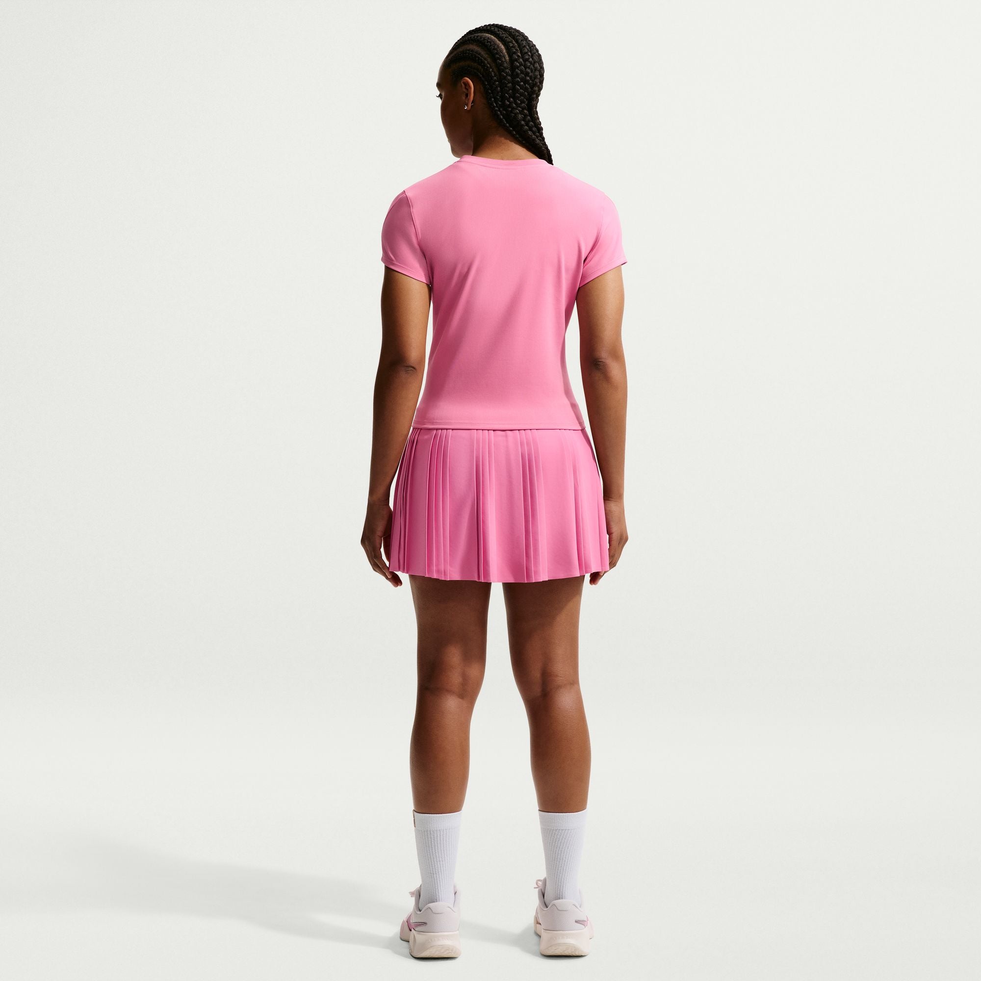 Nike Women's Court Dri-FIT Advantage Ace High-Rise Pleated 15" Tennis Skirt in PEONY/WHITE