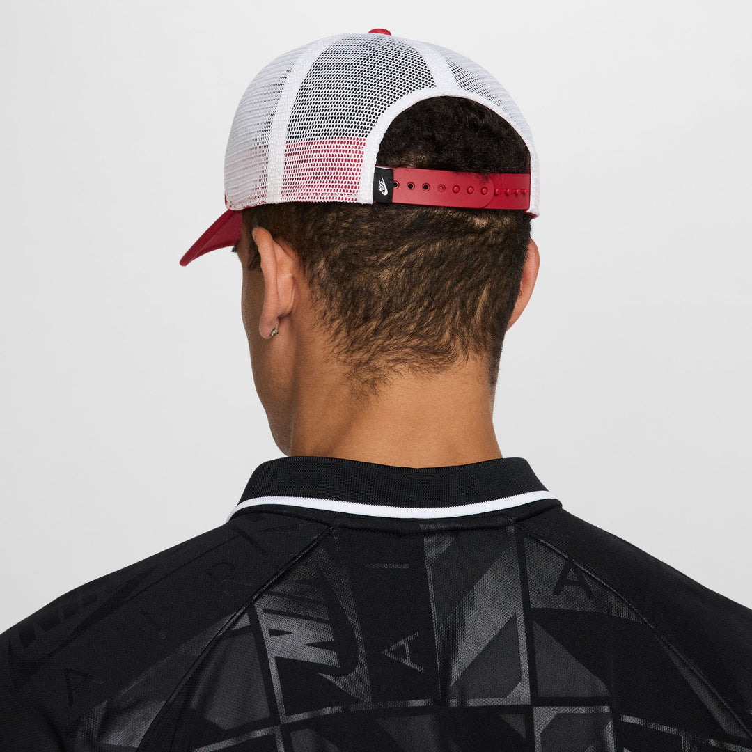 Nike Unisex Rise Structured Trucker Cap in Gym Red/White/White/White