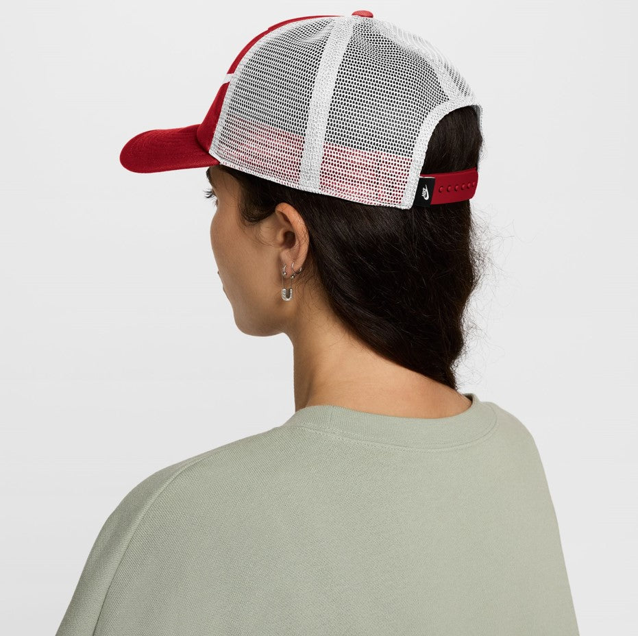 Nike Unisex Rise Structured Trucker Cap in Gym Red/White/White/White