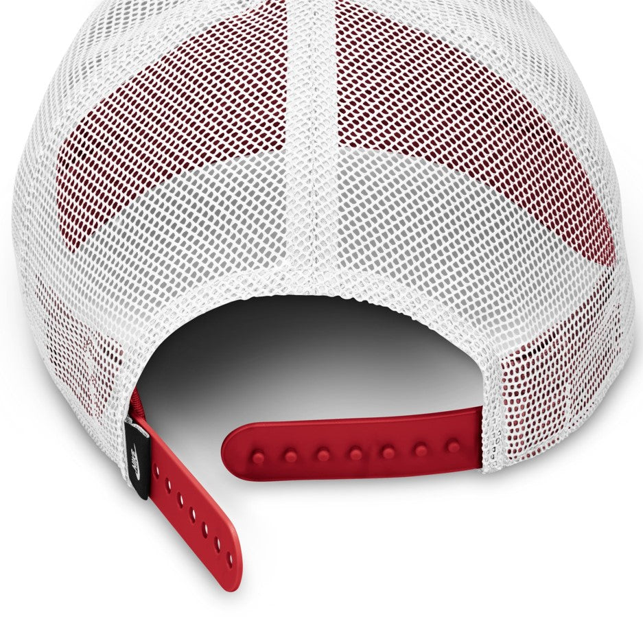 Nike Unisex Rise Structured Trucker Cap in Gym Red/White/White/White