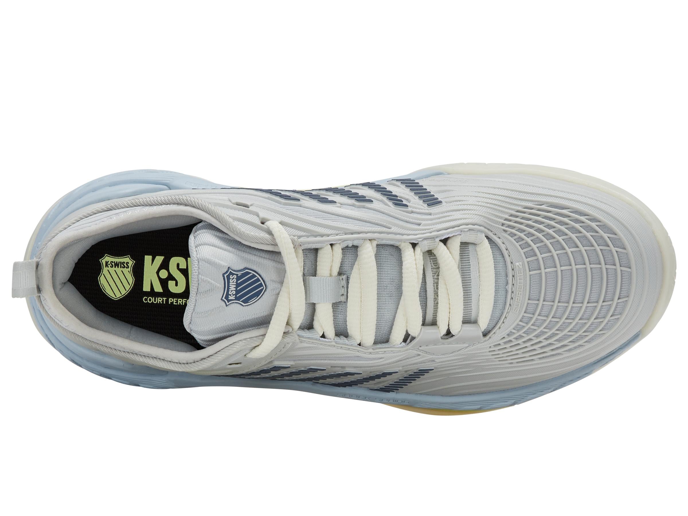 K-Swiss Women's Hypercourt Supreme 2 Tennis Shoes in Dawn Blue/Ballad Blue/Blanc De Blanc