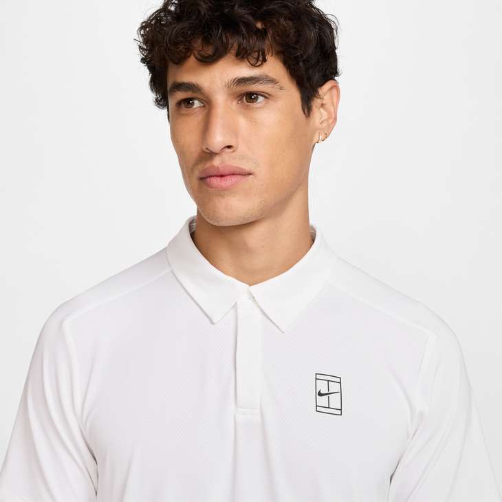 Nike Men's Court Advantage Dri-FIT Tennis Polo in WHITE/WHITE/BLACK