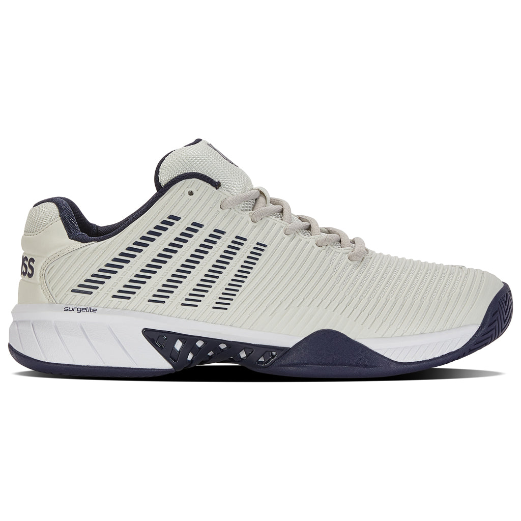 K-Swiss Men's Hypercourt Express 2 Tennis Shoes Wide in Vaporous Gray/White/Peacoat