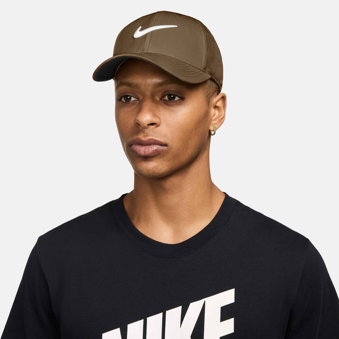 Nike Unisex Dri-FIT Club Structured Swoosh Cap in Mosswood Brown/White
