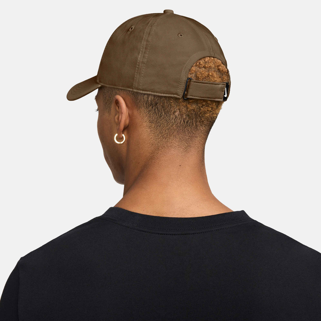 Nike Unisex Dri-FIT Club Structured Swoosh Cap in Mosswood Brown/White