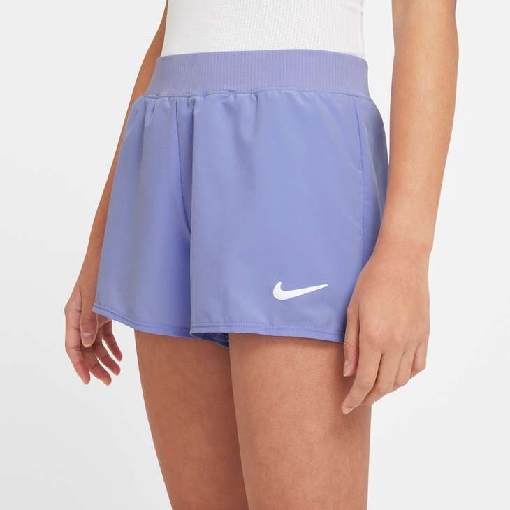 Nike Big Kids' (Girls') Court Dri-FIT Victory Tennis Shorts in Light Thistle/White