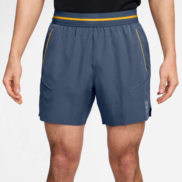 Nike Men's Court Advantage Dri-FIT 6" Tennis Shorts in NEW SLATE/LASER ORANGE/WHITE