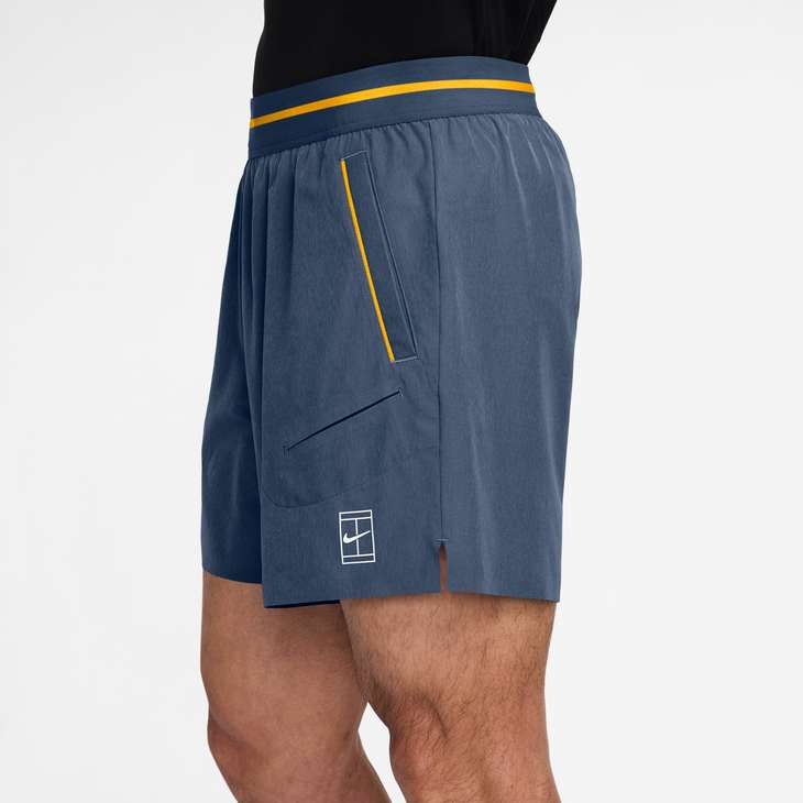 Nike Men's Court Advantage Dri-FIT 6" Tennis Shorts in NEW SLATE/LASER ORANGE/WHITE