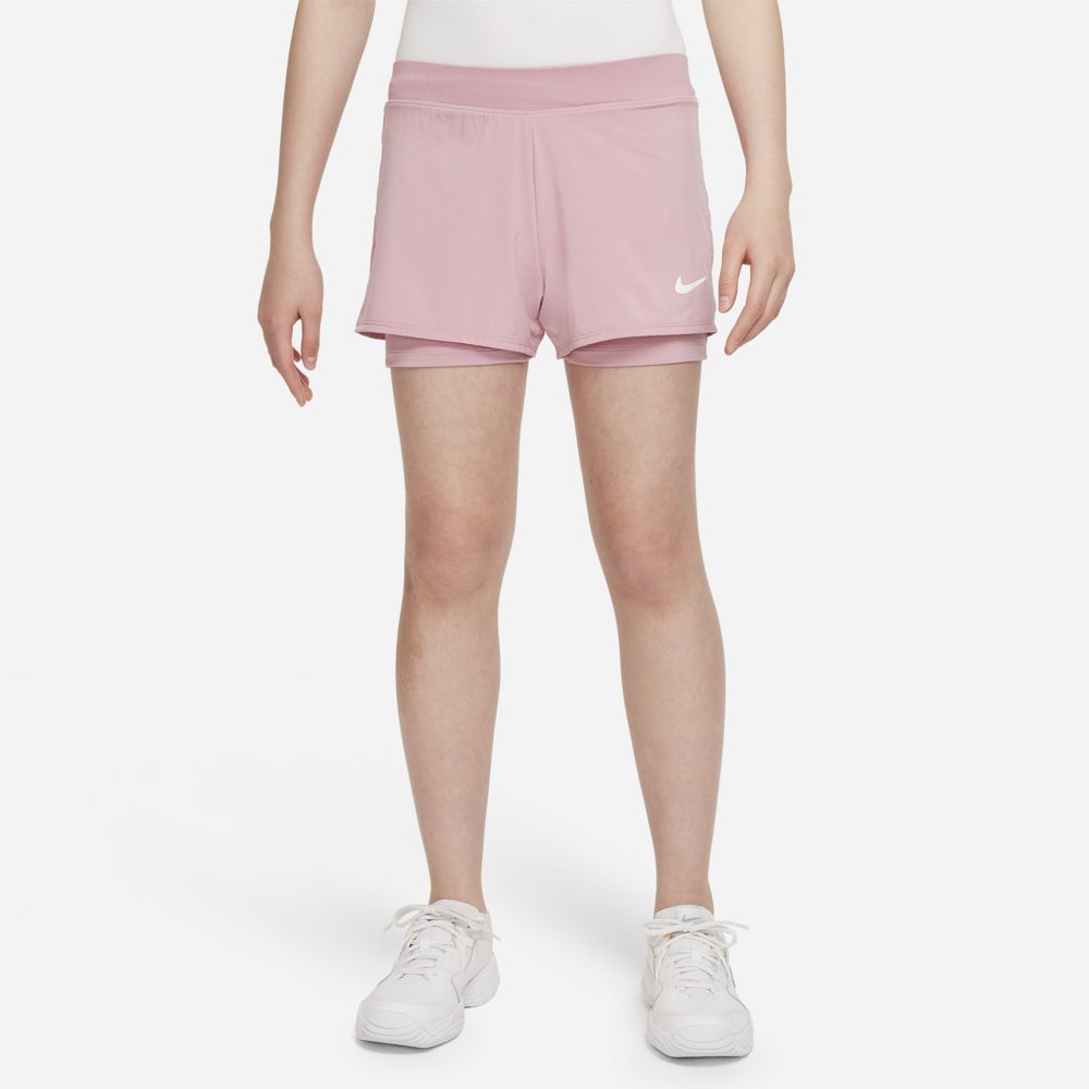 Nike Big Kids' (Girls')  Court Dri-FIT Victory Tennis Shorts in Elemental Pink/Elemental Pink/White