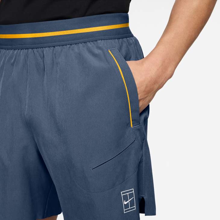 Nike Men's Court Advantage Dri-FIT 6" Tennis Shorts in NEW SLATE/LASER ORANGE/WHITE