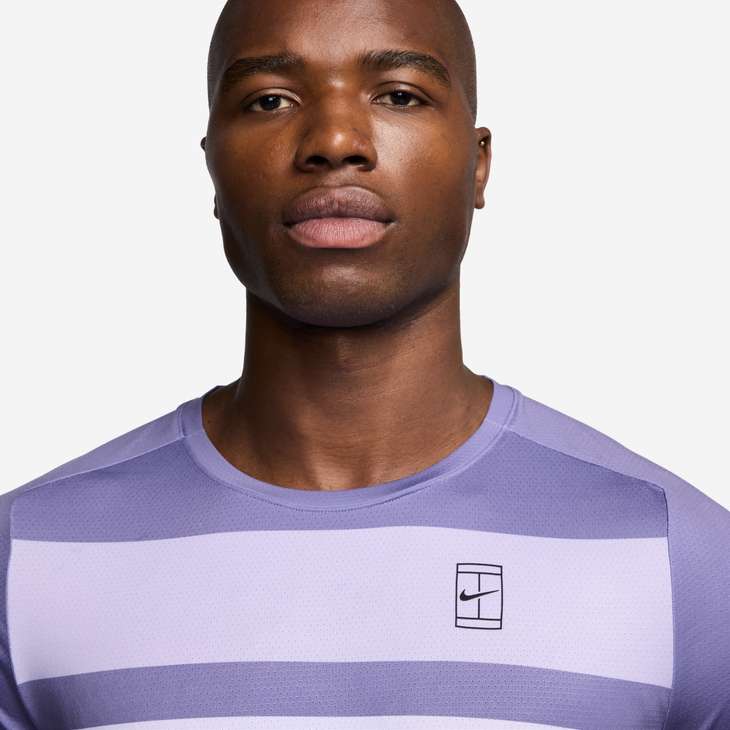 Nike Men's Court Advantage Tennis Top Print in Dusty Amethyst/White/Black