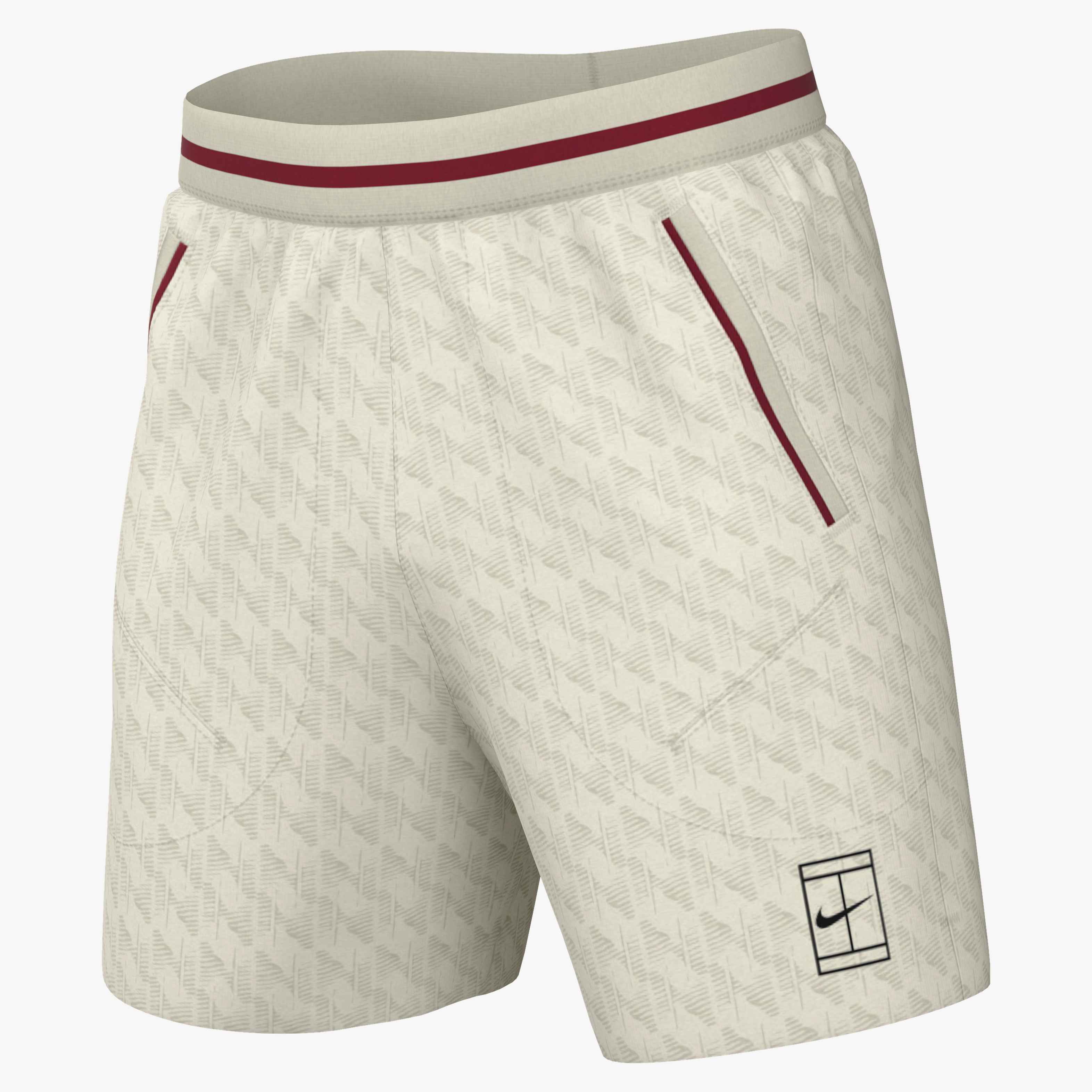 Nike Men's Court Dri-FIT Advantage 6" Printed Short in LIGHT BONE/TOUGH RED/BLACK