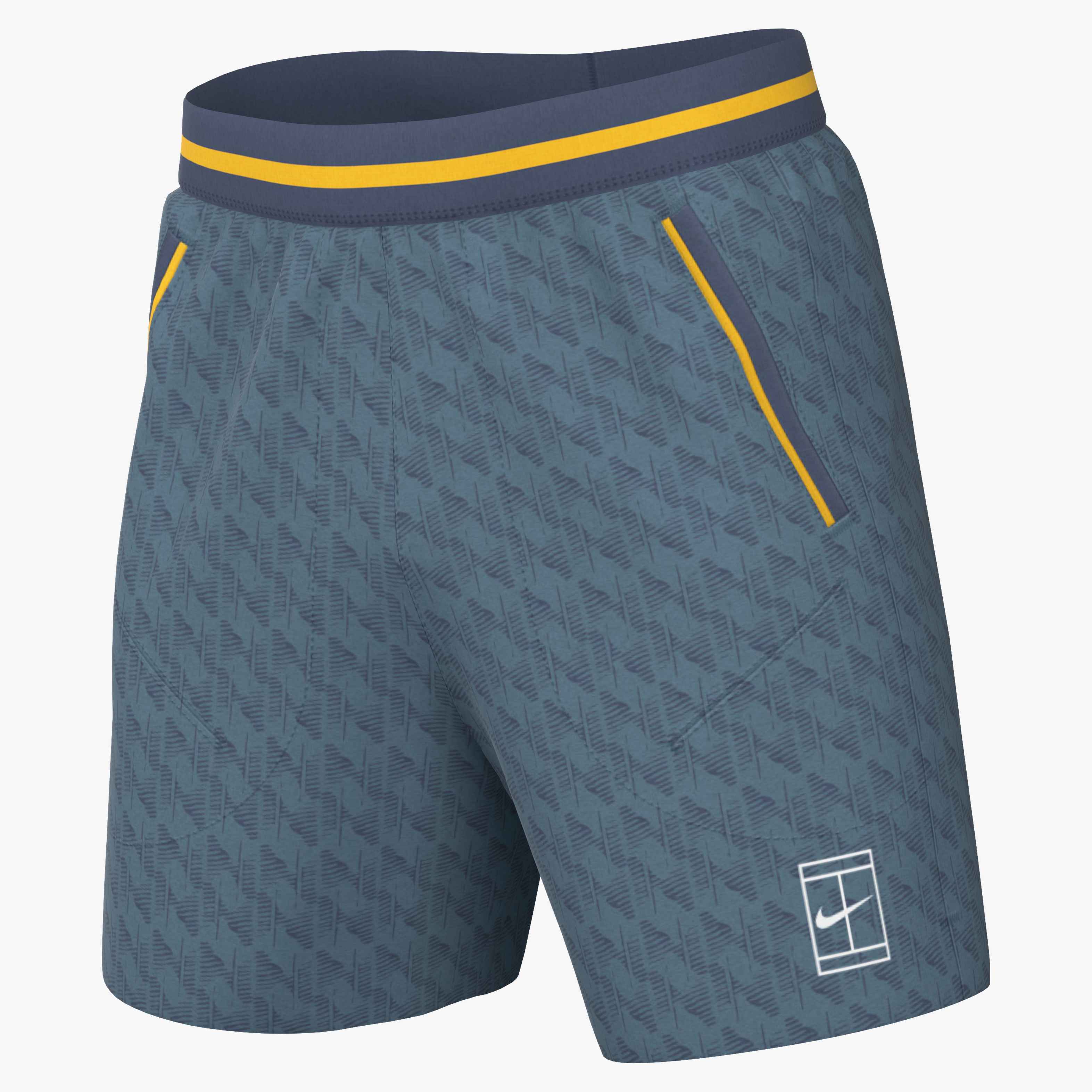 Nike Men's Court Dri-FIT Advantage 6" Printed Short in NEW SLATE/ARMORY NAVY/WHITE