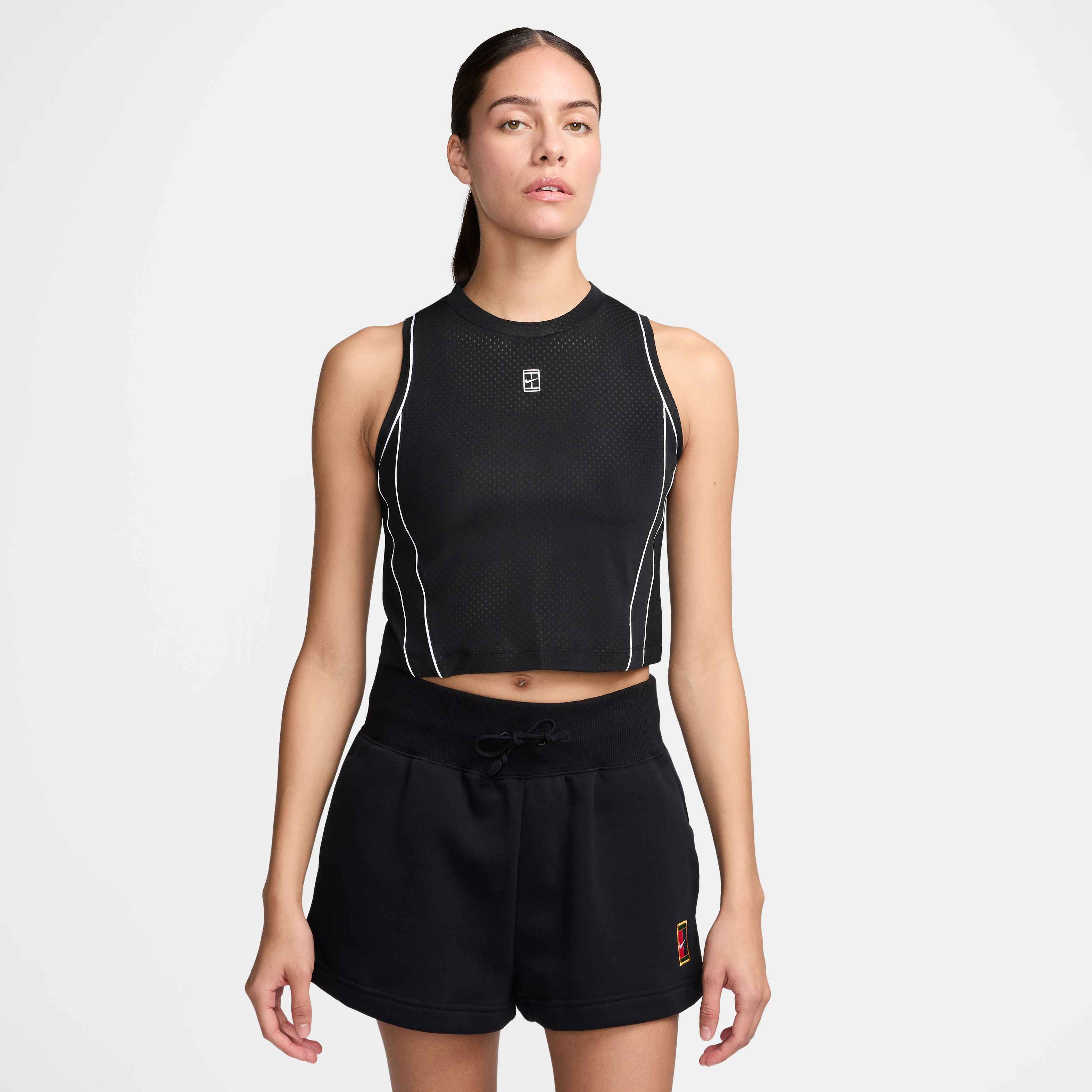 Nike Women's Court Dri-FIT Advantage Tank Top NVLTY in BLACK/WHITE
