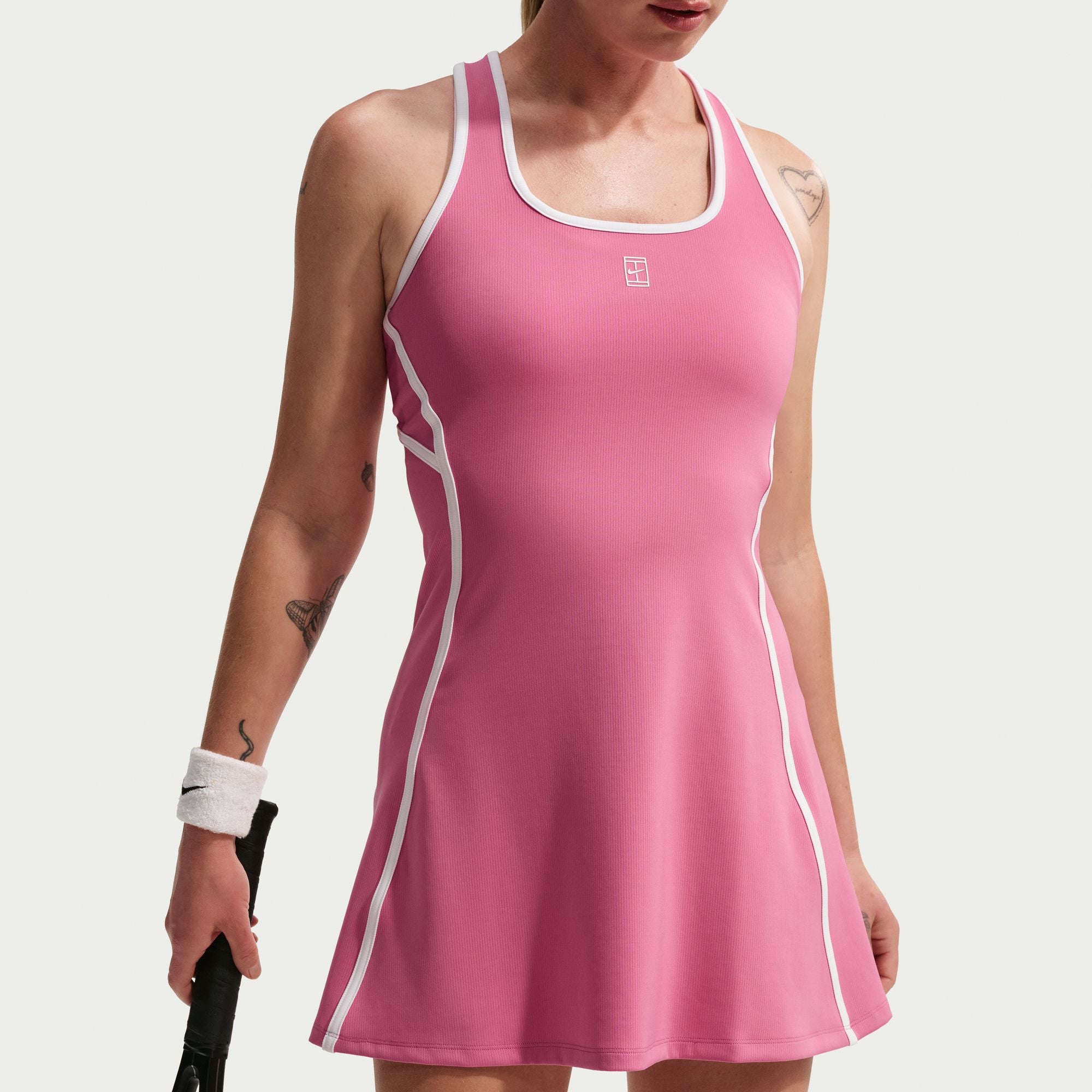 Nike Women's Court Advantage Dri-FIT Tennis Dress in PEONY/WHITE