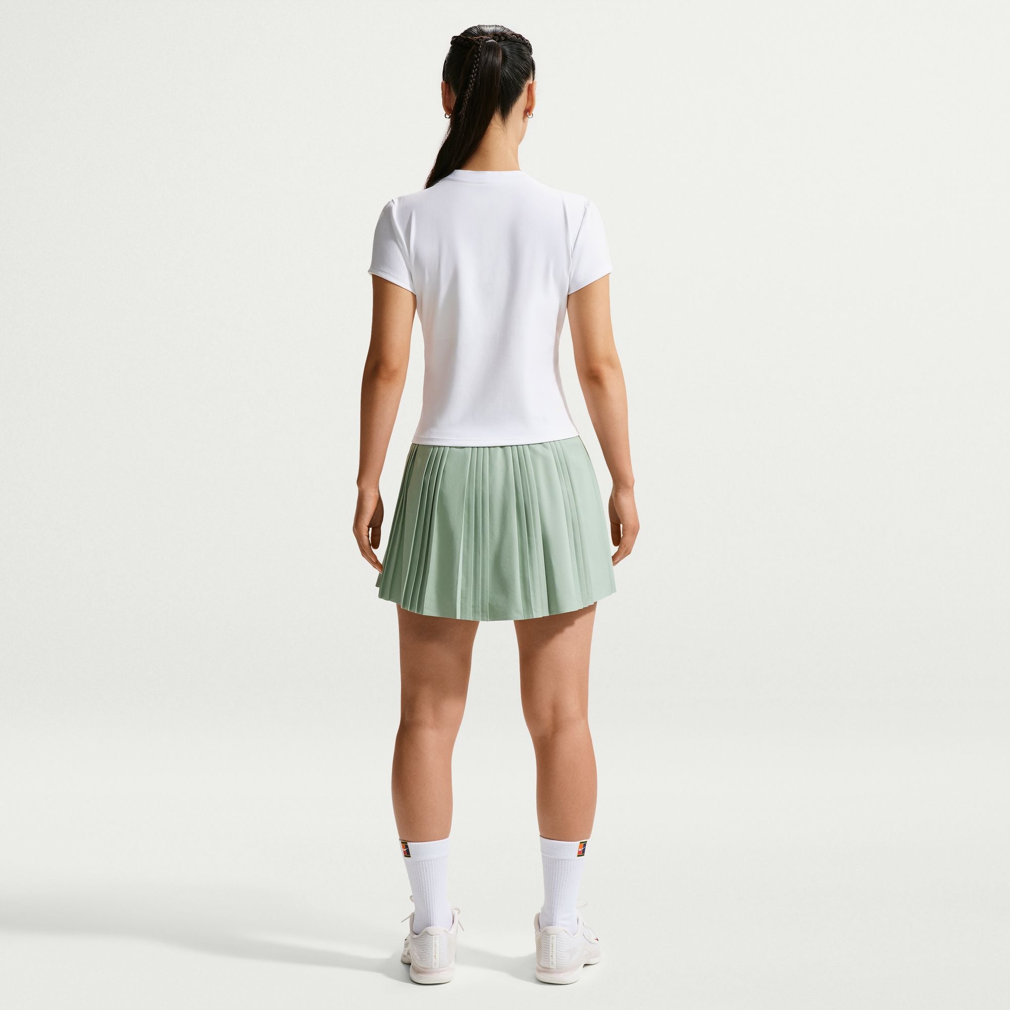 Nike Women's Court Dri-FIT Advantage Ace High-Rise Pleated 15" Tennis Skirt in STEAM/WHITE