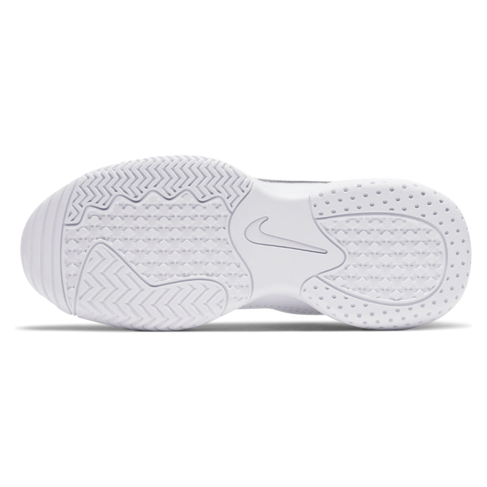 Nike Court Jr. Lite 2 Kids' Hard Court Tennis Shoes in WHITE/METALLIC SILVER