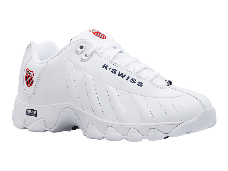 K-Swiss Men's ST329 CMF Court Shoes in White/Navy/Red