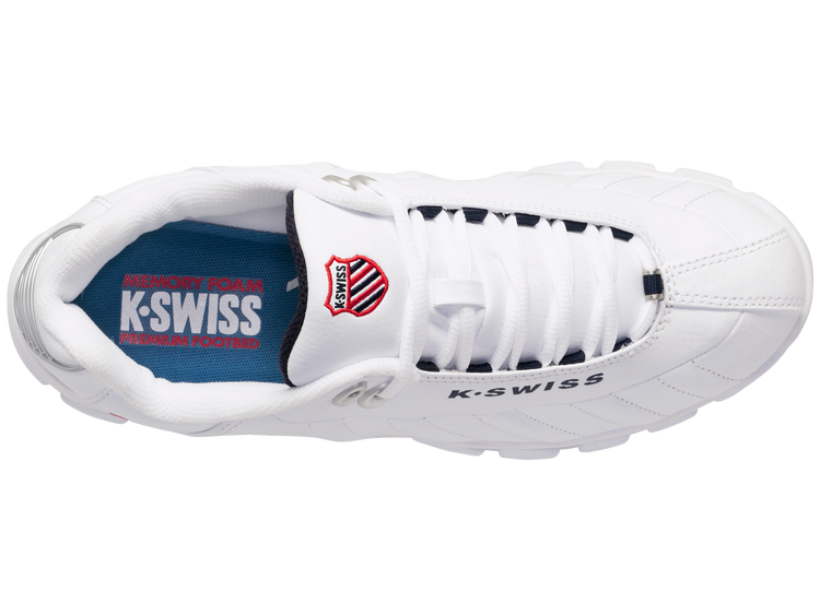 K-Swiss Men's ST329 CMF Court Shoes in White/Navy/Red