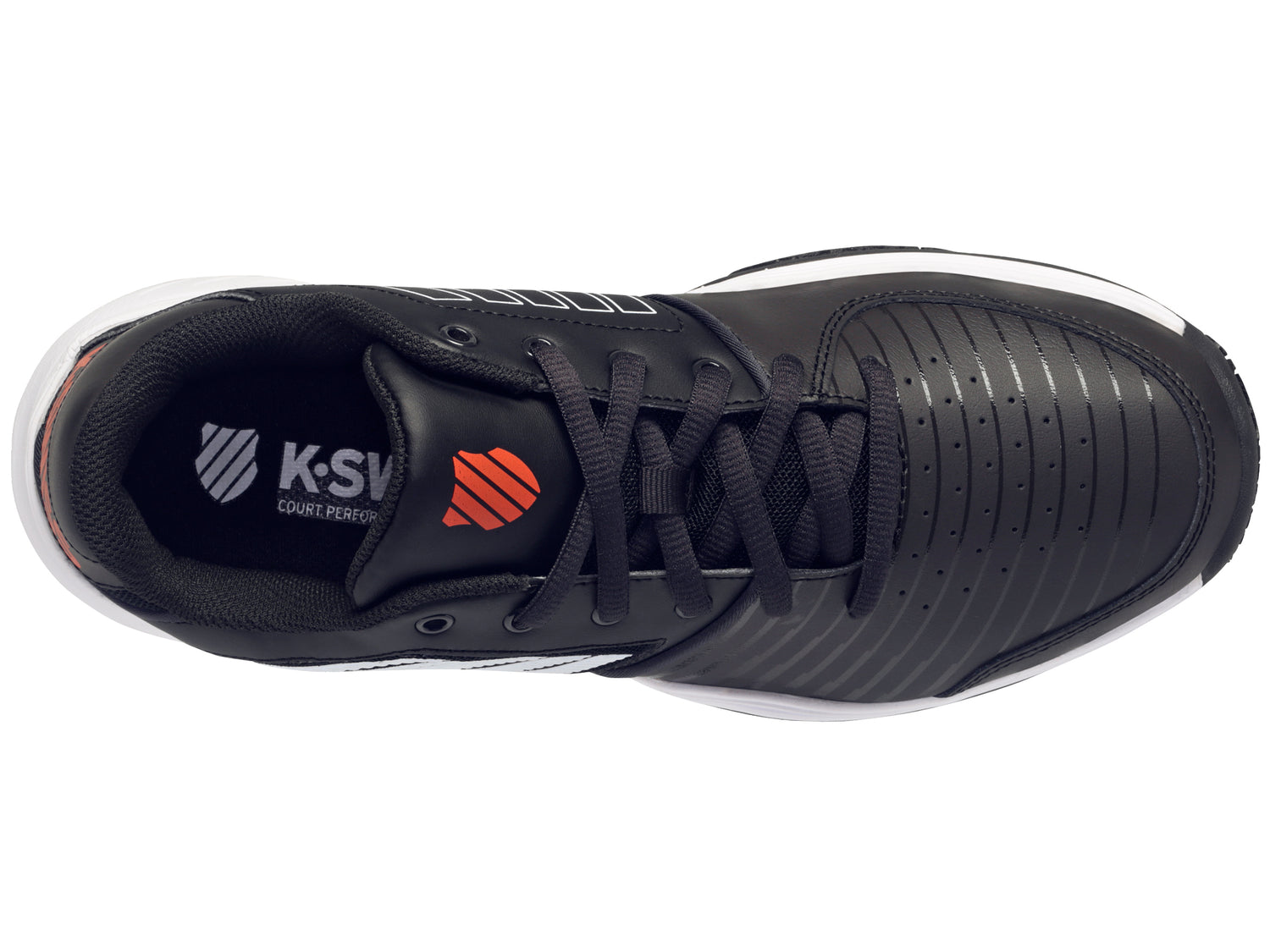 K-Swiss Men's Court Express Tennis Shoes in Jet Black/White/Spicy Orange