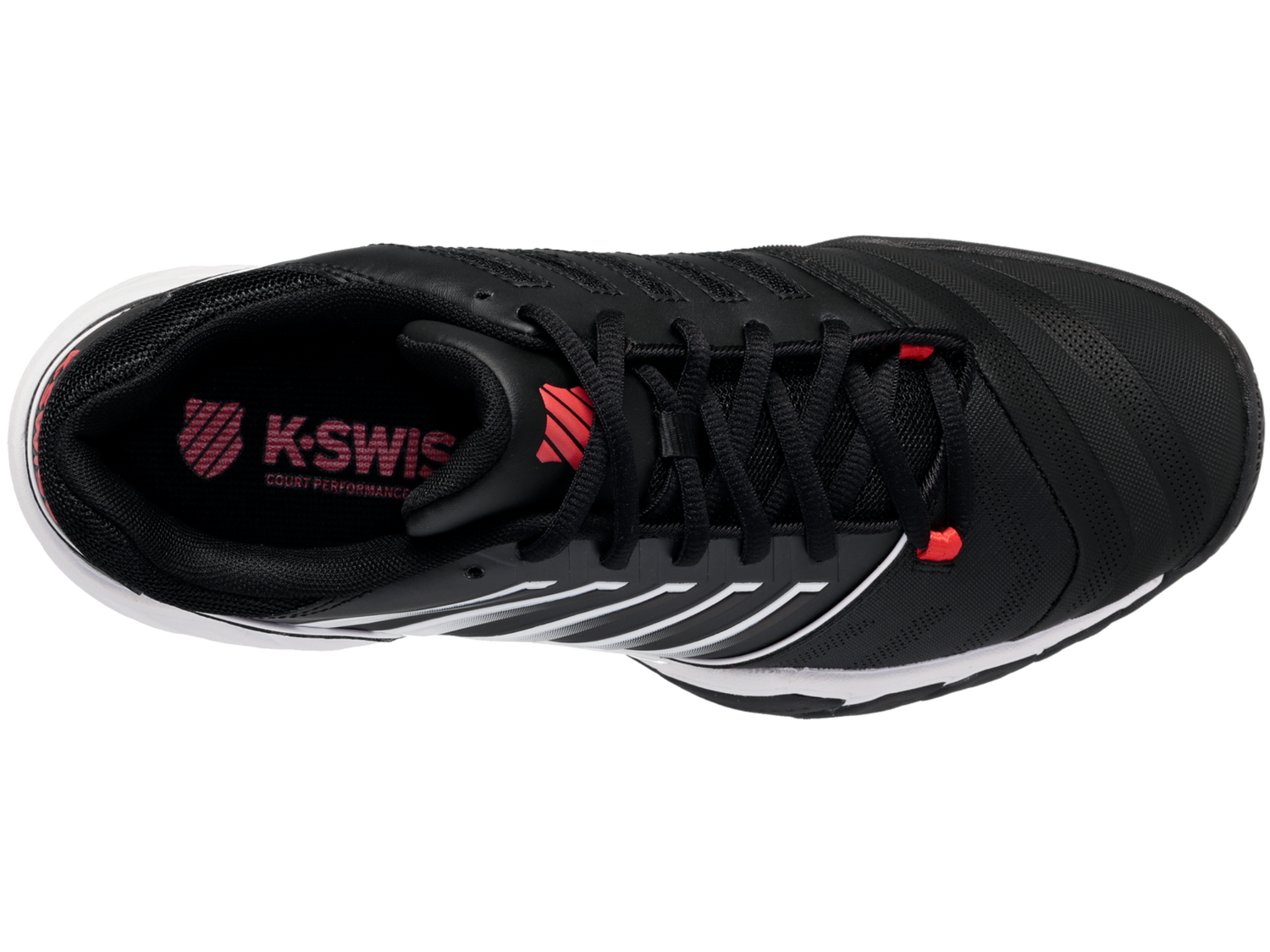 K-Swiss Men's Bigshot Light 4 Tennis Shoes in Black/White/Poppy Red