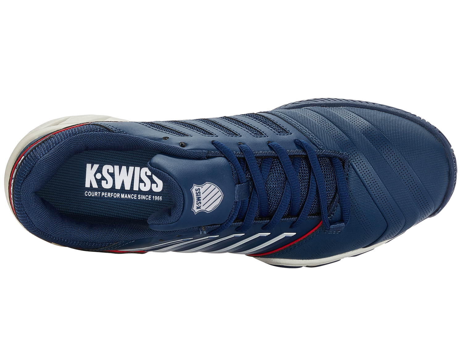 K-Swiss Men's Bigshot Light 4 Tennis Shoes in Blue Opal/Blanc De Blanc/Lollipop