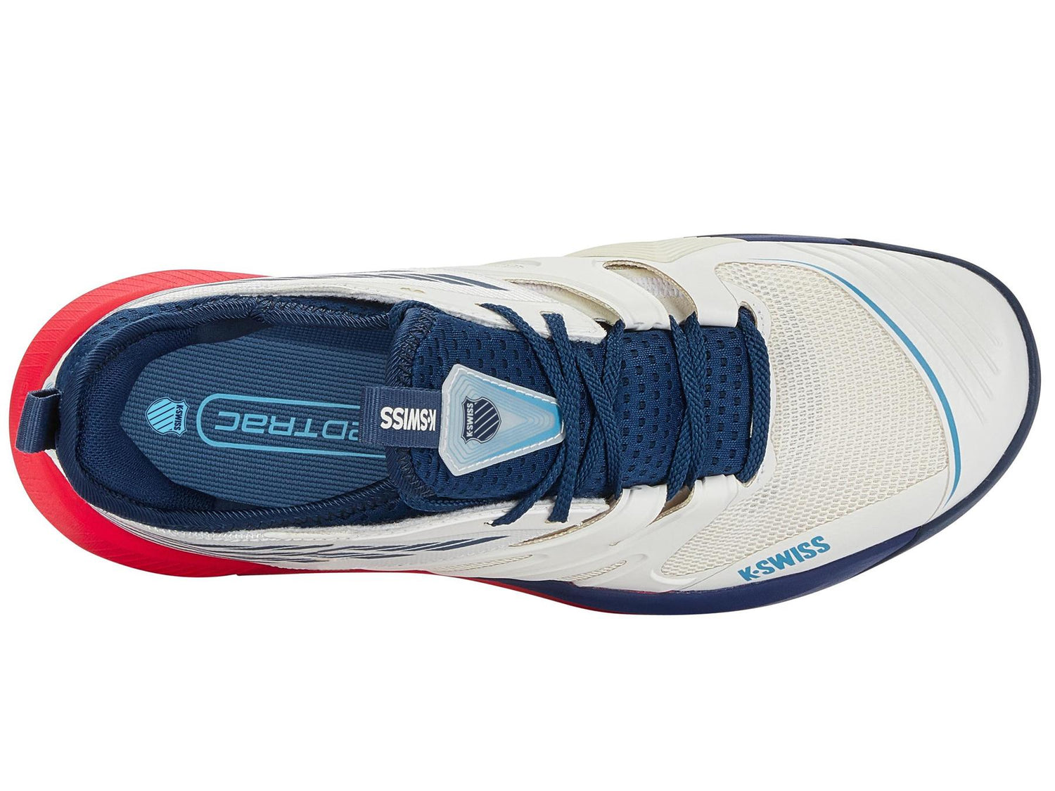 K-Swiss Men's SpeedTrac Tennis Shoes in Blanc De Blanc/ Blue Opal /Lollipop