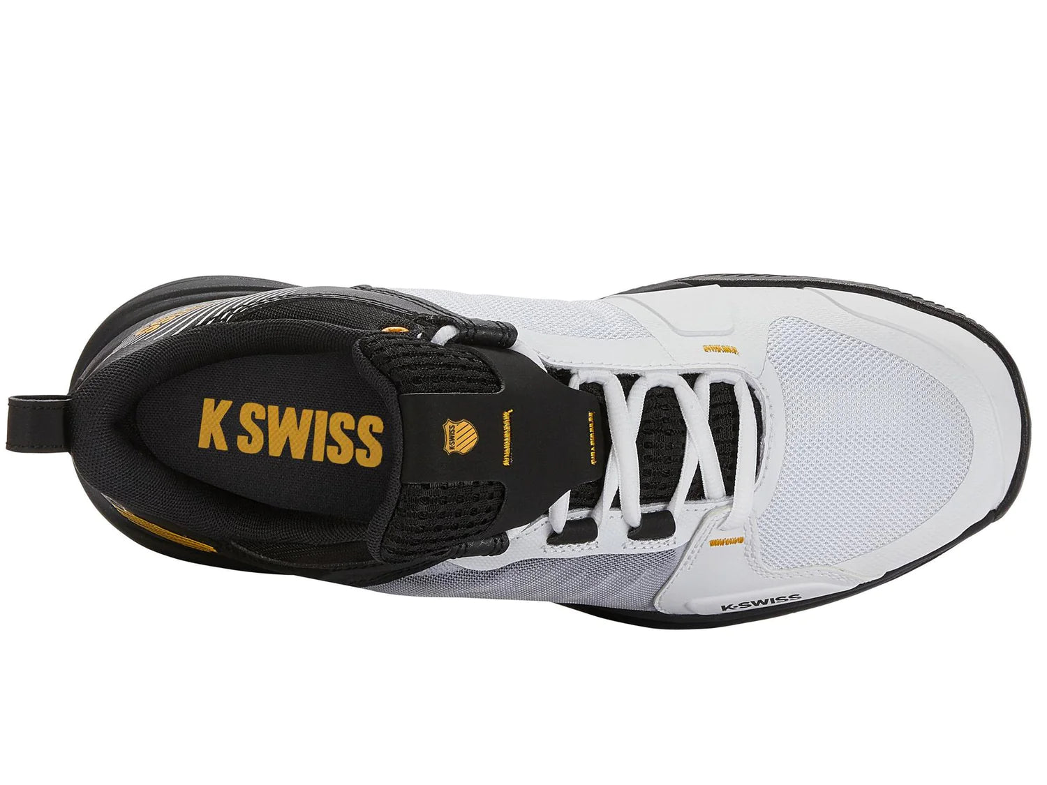 K-Swiss Men's Ultrashot Team Tennis Shoes in White/Moonless Night/Amber Yellow