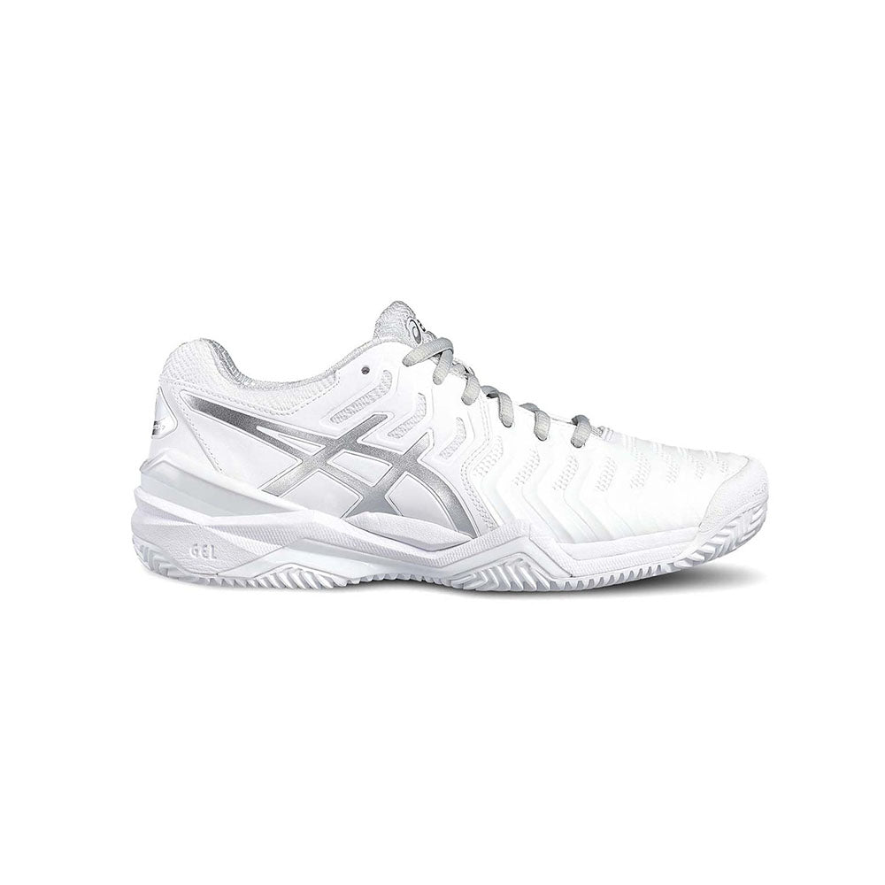 ASICS Women's Gel-Resolution 7 Clay Tennis Shoes in White/Silver - atr-sports