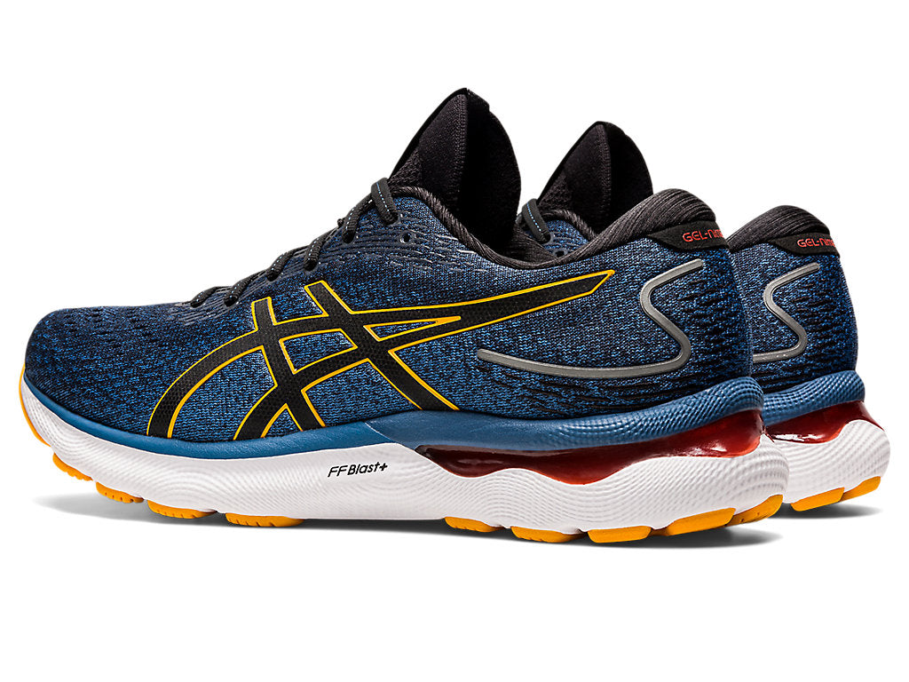 Asics Men's Gel-Nimbus 24 (2E) Wide Width Running Shoes in Azure/Amber