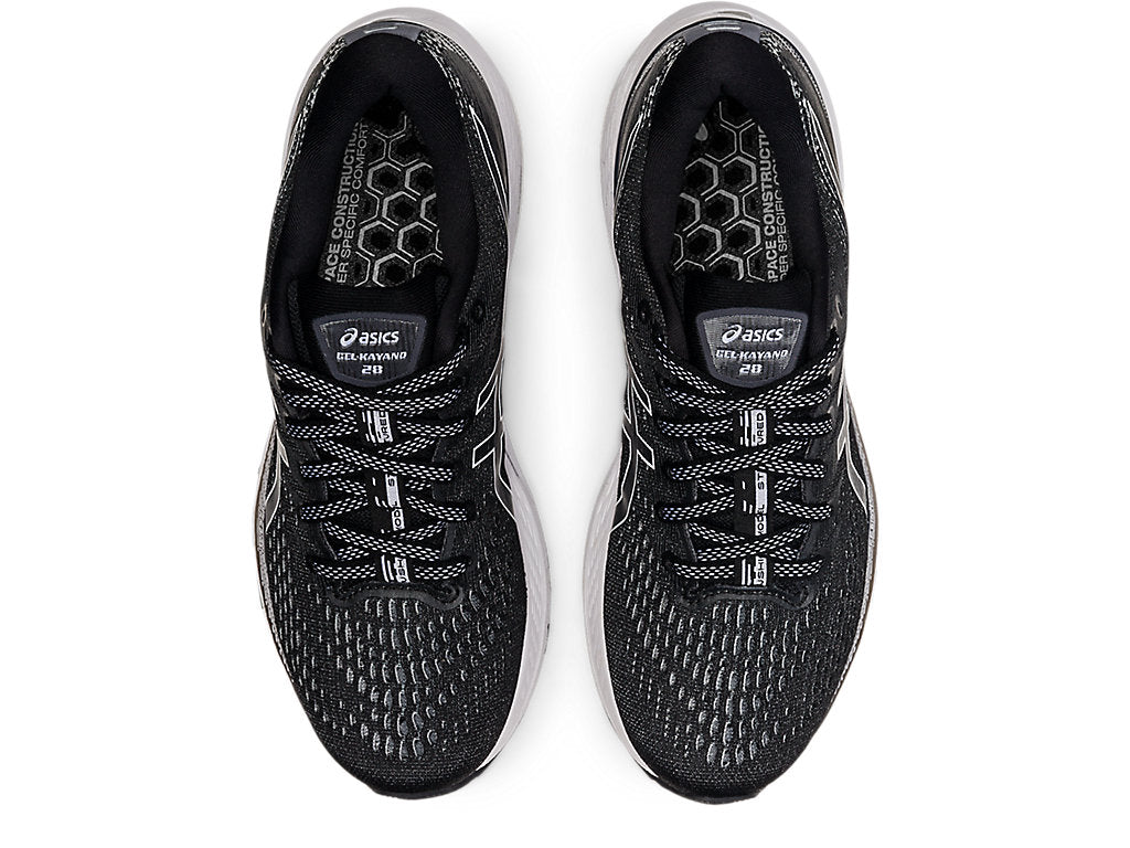 Asics Women's Gel-Kayano 28 Wide (D) Running Shoes in Black/White