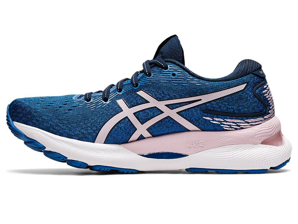 Asics Women's Gel-Nimbus 24 Running Shoes in French Blue/Barely Rose