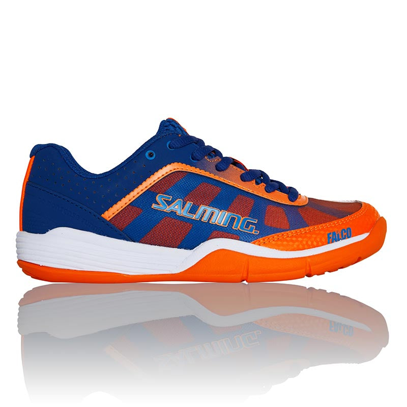 Salming Kid's Falco Indoor Court Shoes in Blue/Orange - atr-sports