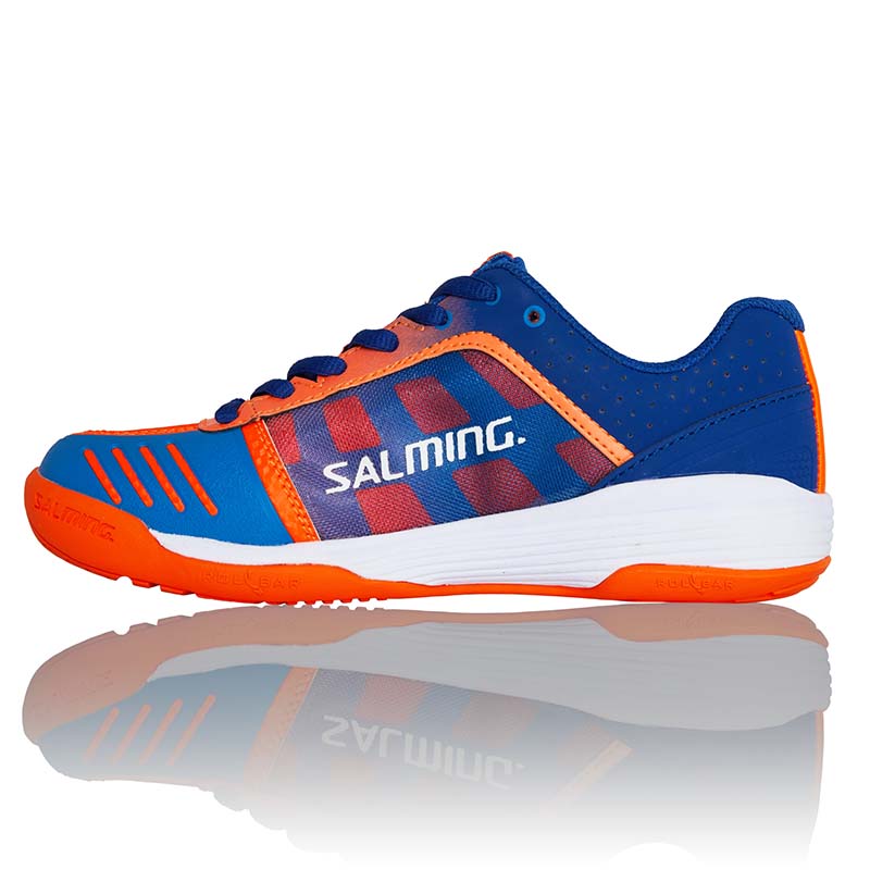 Salming Kid's Falco Indoor Court Shoes in Blue/Orange - atr-sports