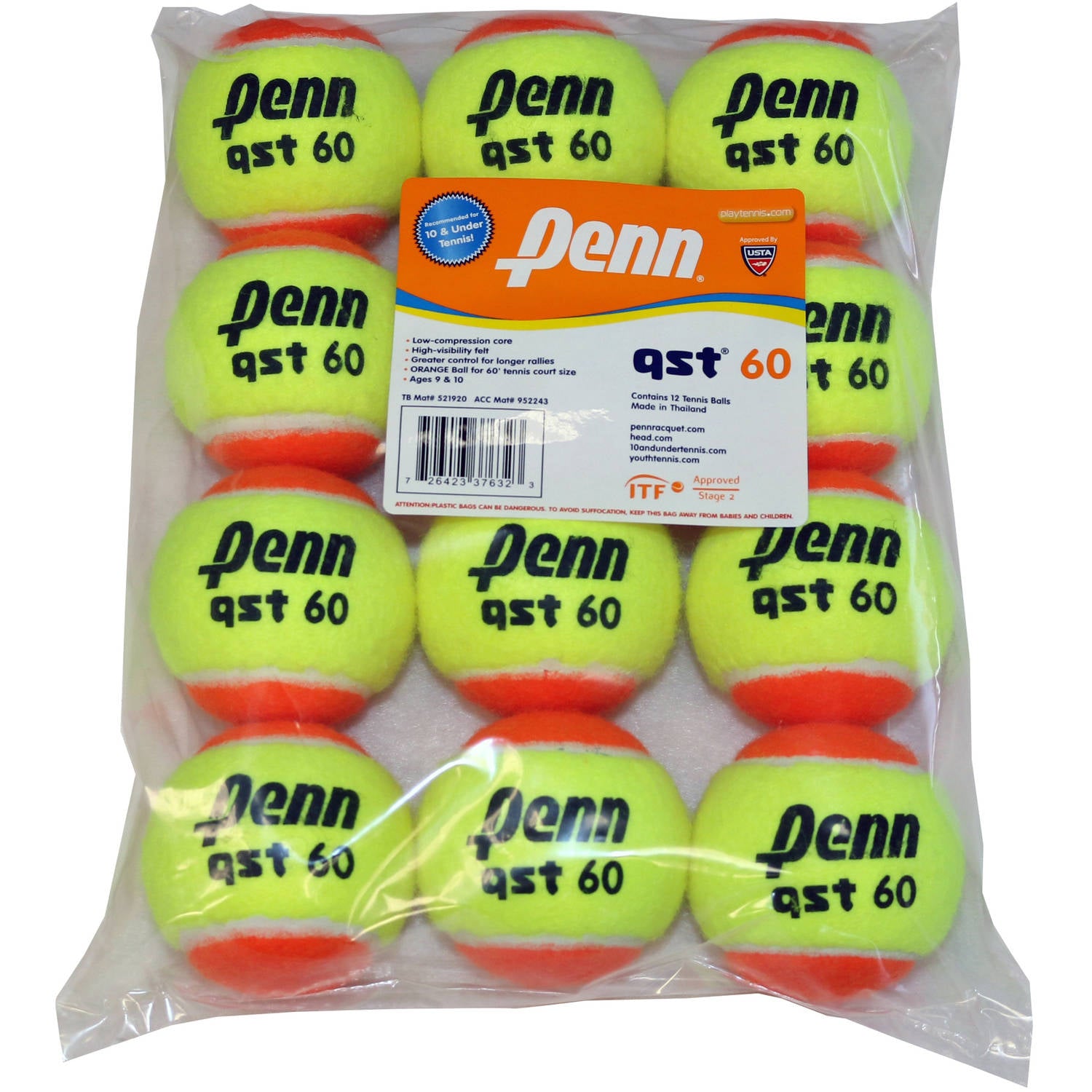 Penn QST 60 Felt Ball 12-Ball Polybag - atr-sports