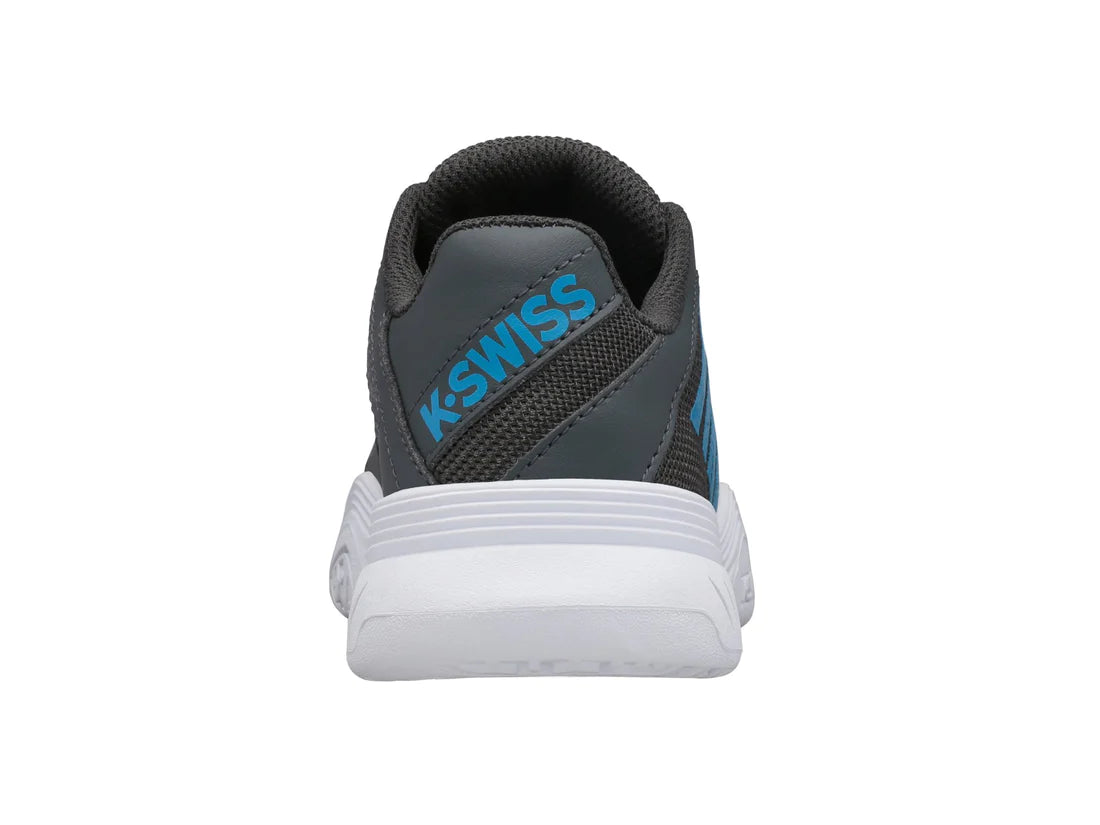 K-Swiss Varsity V Court Express Omni Tennis Shoes in Dark Shadow/White/Swedish Blue