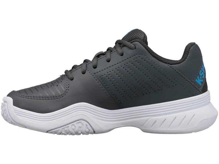 K-Swiss Varsity V Court Express Omni Tennis Shoes in Dark Shadow/White/Swedish Blue